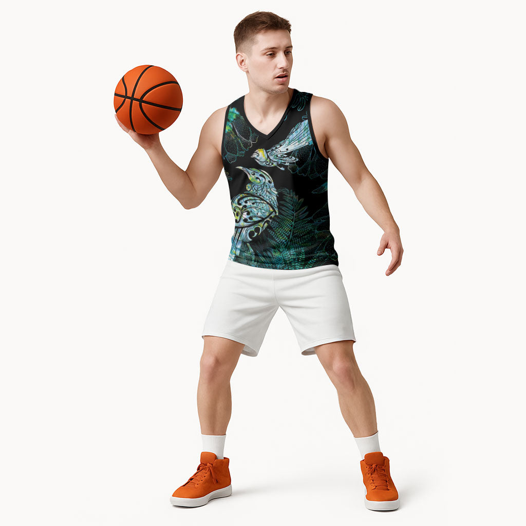 Aotearoa Maori Mahuru Basketball Jersey Spring Time - Paua Shell Green LT7 - Polynesian Pride