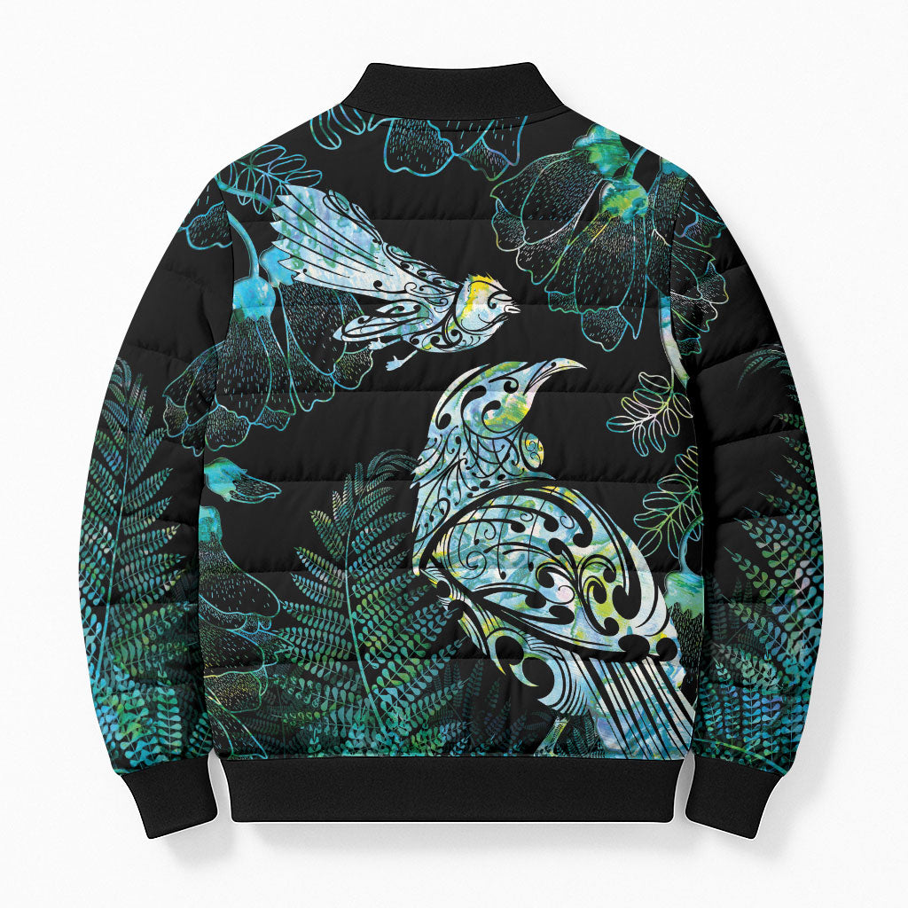 Aotearoa Maori Mahuru Bomber Puffer Jacket Spring Time - Paua Shell Green LT7 - Polynesian Pride