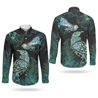 Aotearoa Maori Mahuru Couples Matching Summer Maxi Dress and Long Sleeve Button Shirt Spring Time - Paua Shell Green LT7 - Polynesian Pride