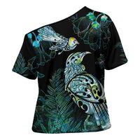 Aotearoa Maori Mahuru Cross Shoulder Shirt Spring Time - Paua Shell Green LT7 - Polynesian Pride