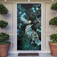 Aotearoa Maori Mahuru Door Cover Spring Time - Paua Shell Green LT7 Black - Polynesian Pride