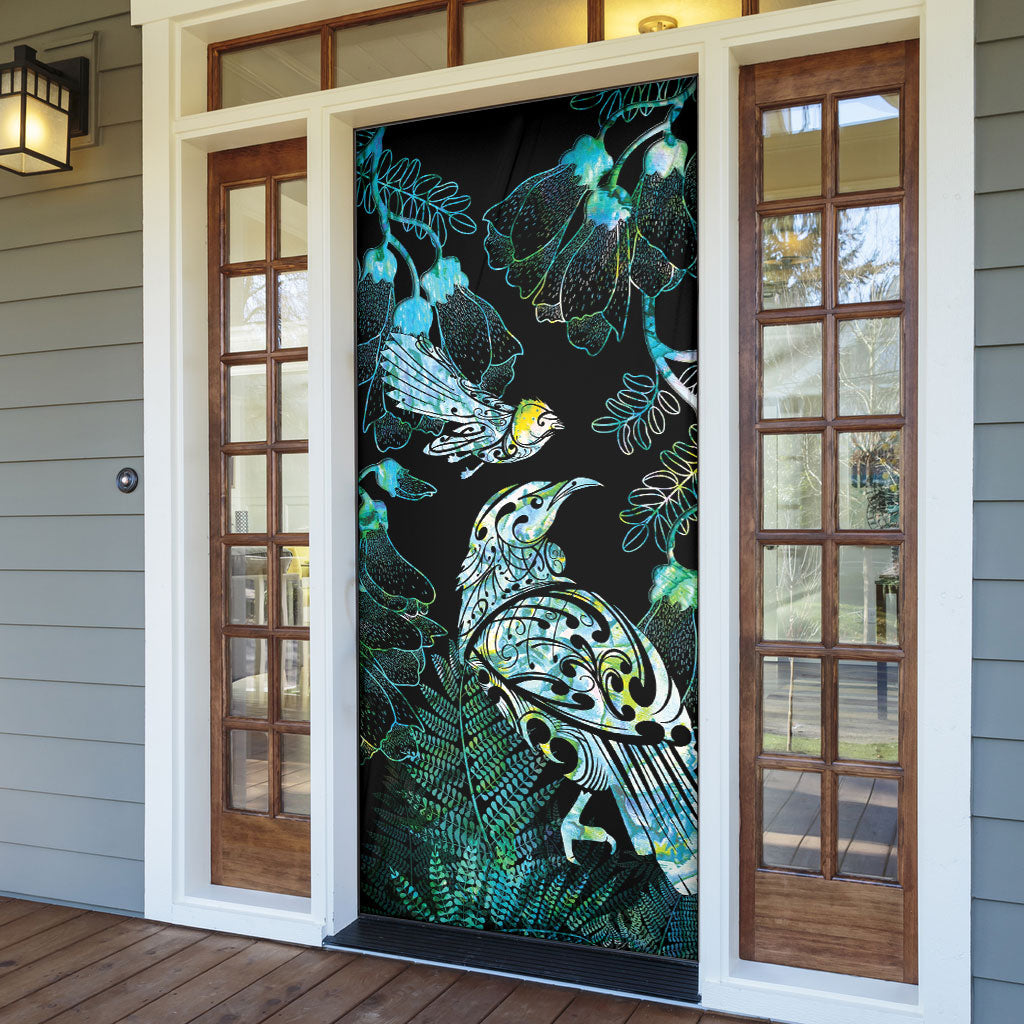 Aotearoa Maori Mahuru Door Cover Spring Time - Paua Shell Green LT7 - Polynesian Pride