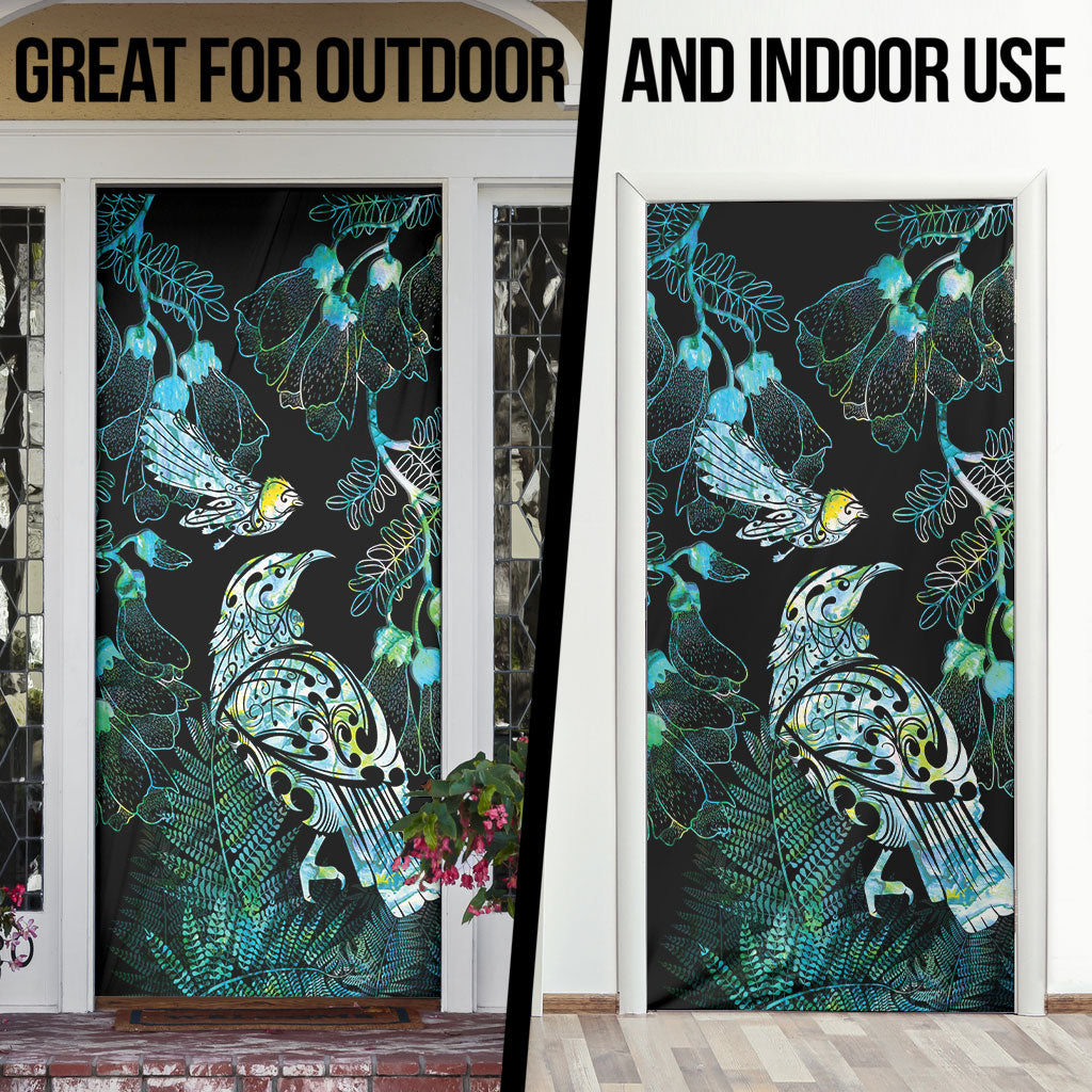 Aotearoa Maori Mahuru Door Cover Spring Time - Paua Shell Green LT7 - Polynesian Pride
