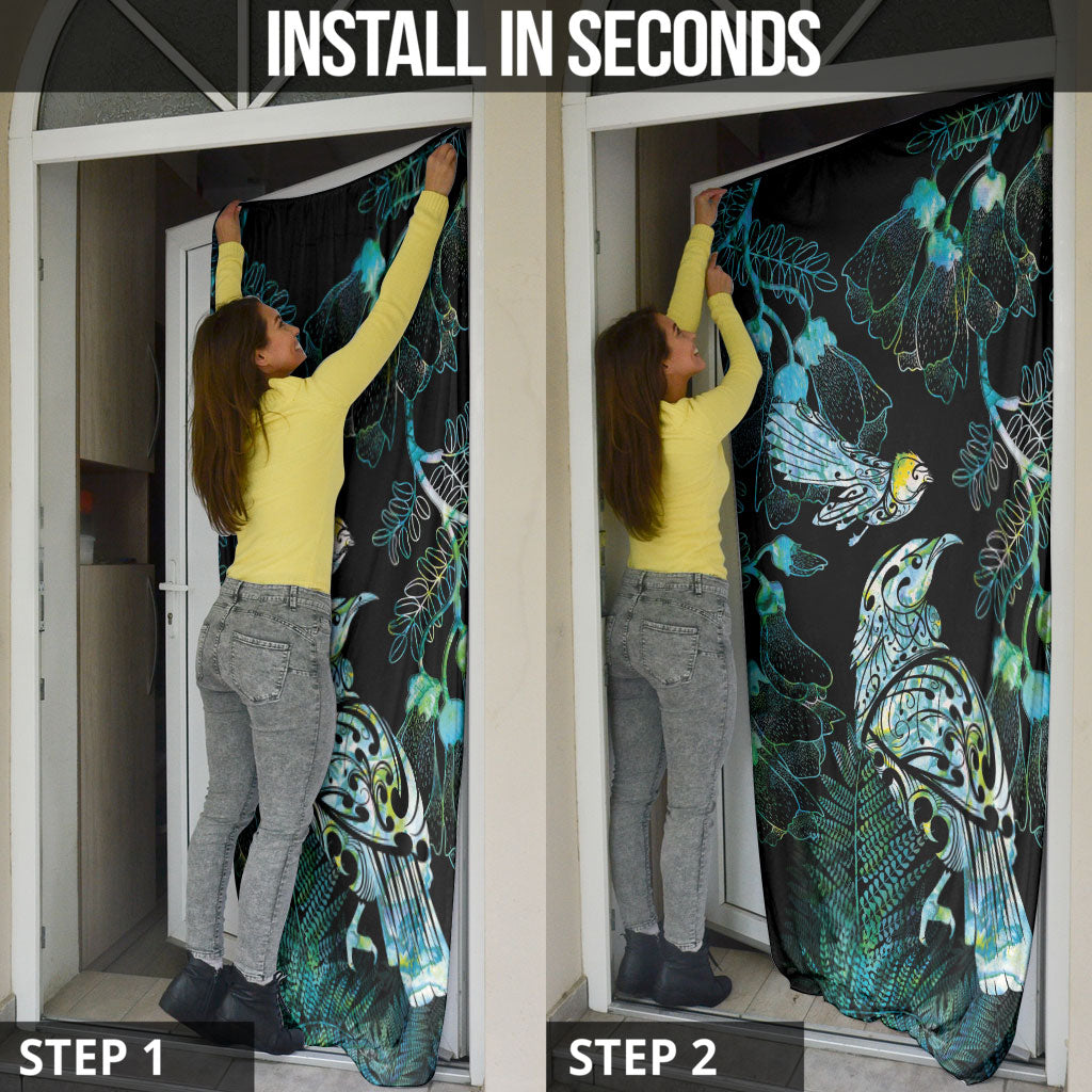 Aotearoa Maori Mahuru Door Cover Spring Time - Paua Shell Green LT7 - Polynesian Pride