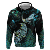 Aotearoa Maori Mahuru Hoodie Spring Time - Paua Shell Green LT7 Pullover Hoodie Black - Polynesian Pride