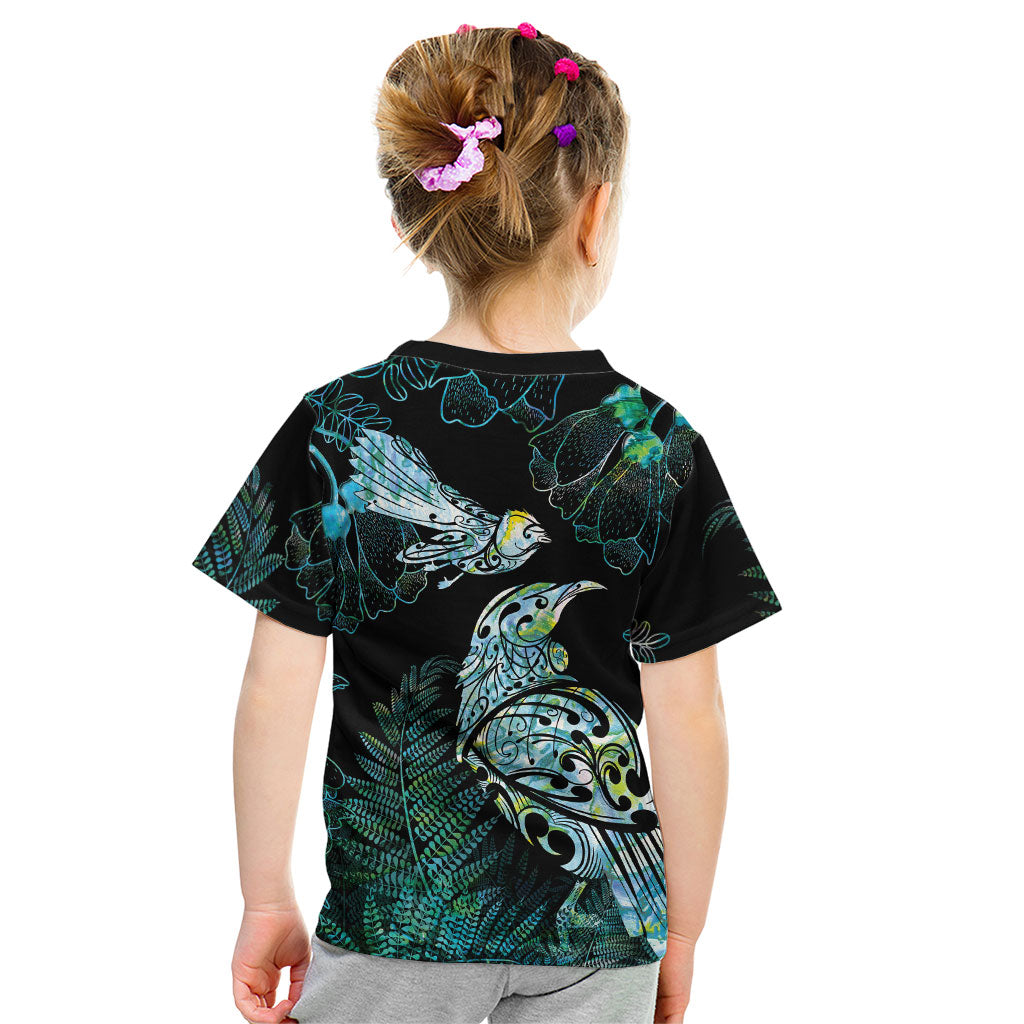 Aotearoa Maori Mahuru Kid T Shirt Spring Time - Paua Shell Green LT7 - Polynesian Pride