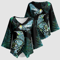Aotearoa Maori Mahuru Kimono Sleeve Blouse Spring Time - Paua Shell Green LT7 - Polynesian Pride