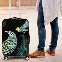 Aotearoa Maori Mahuru Luggage Cover Spring Time - Paua Shell Green LT7 Black - Polynesian Pride