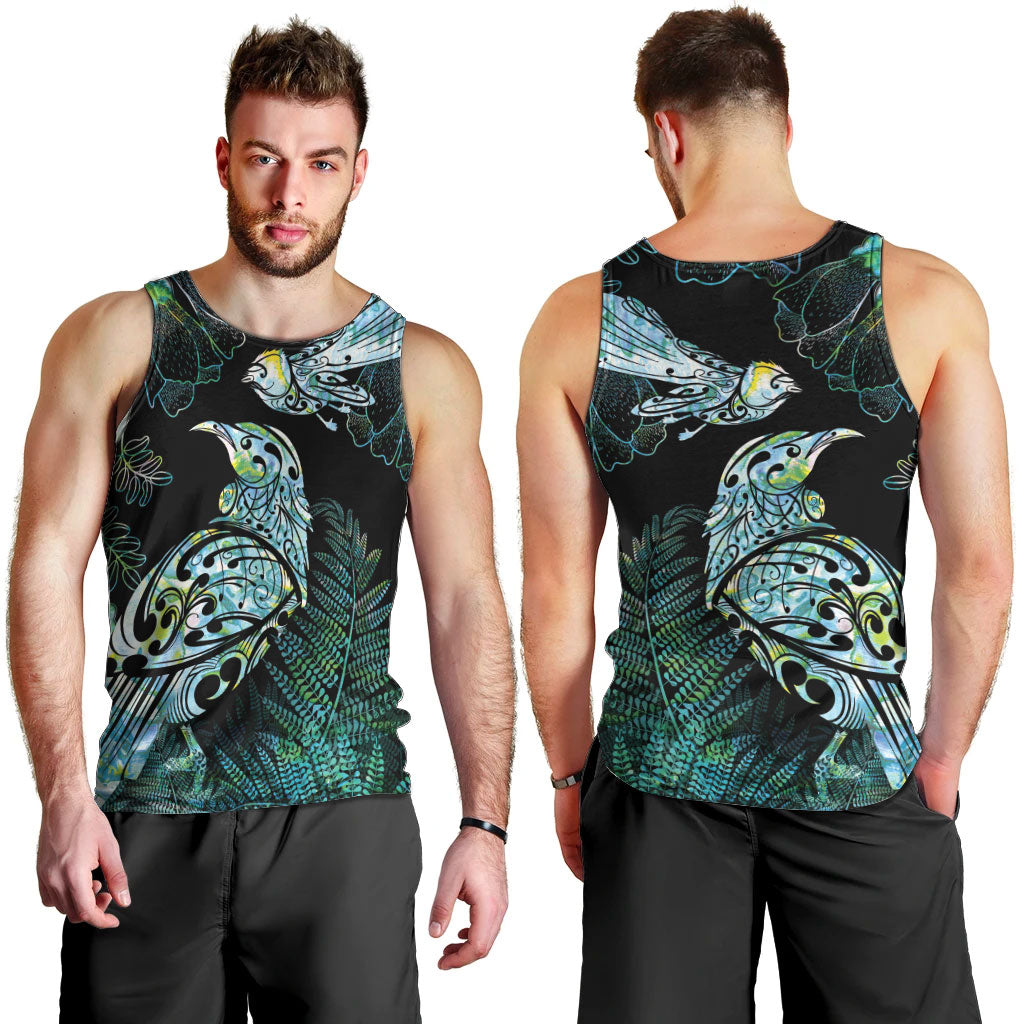 Aotearoa Maori Mahuru Men Tank Top Spring Time - Paua Shell Green LT7 - Polynesian Pride