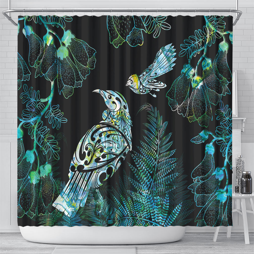 Aotearoa Maori Mahuru Shower Curtain Spring Time - Paua Shell Green LT7 - Polynesian Pride