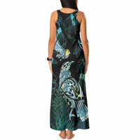 Aotearoa Maori Mahuru Tank Maxi Dress Spring Time - Paua Shell Green LT7 - Polynesian Pride