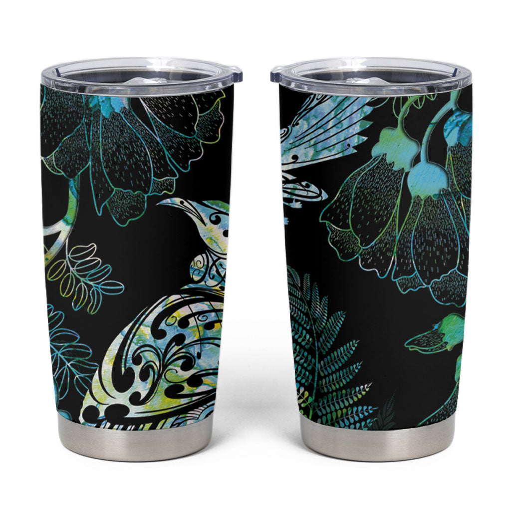 Aotearoa Maori Mahuru Tumbler Cup Spring Time - Paua Shell Green LT7 Black - Polynesian Pride