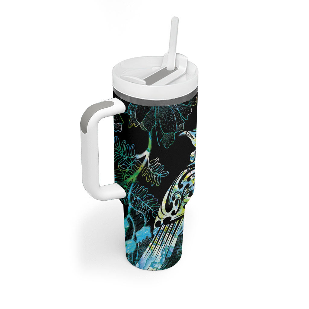 Aotearoa Maori Mahuru Tumbler With Handle Spring Time - Paua Shell Green LT7 - Polynesian Pride