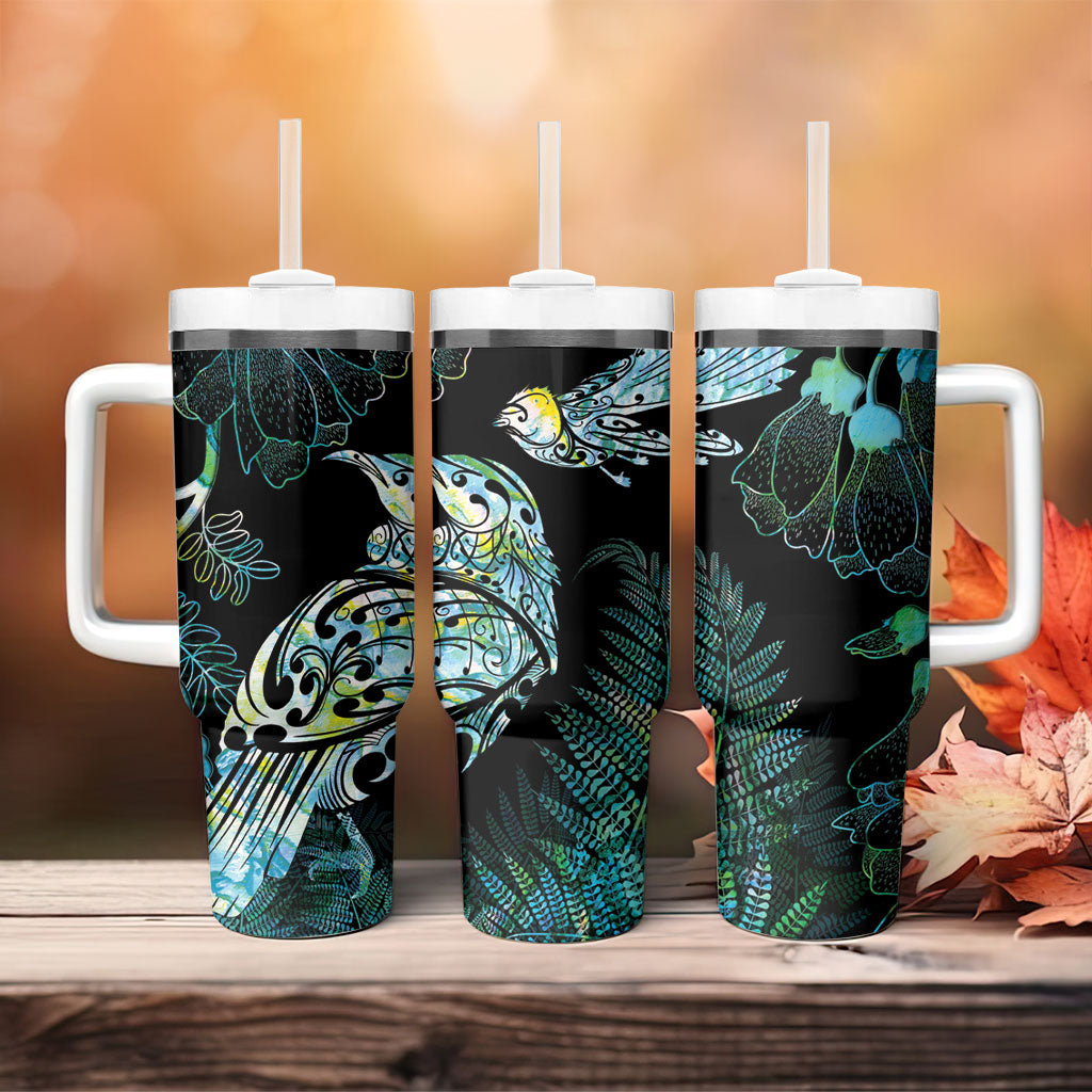 Aotearoa Maori Mahuru Tumbler With Handle Spring Time - Paua Shell Green LT7 - Polynesian Pride