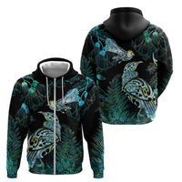 Aotearoa Maori Mahuru Zip Hoodie Spring Time - Paua Shell Green LT7 - Polynesian Pride