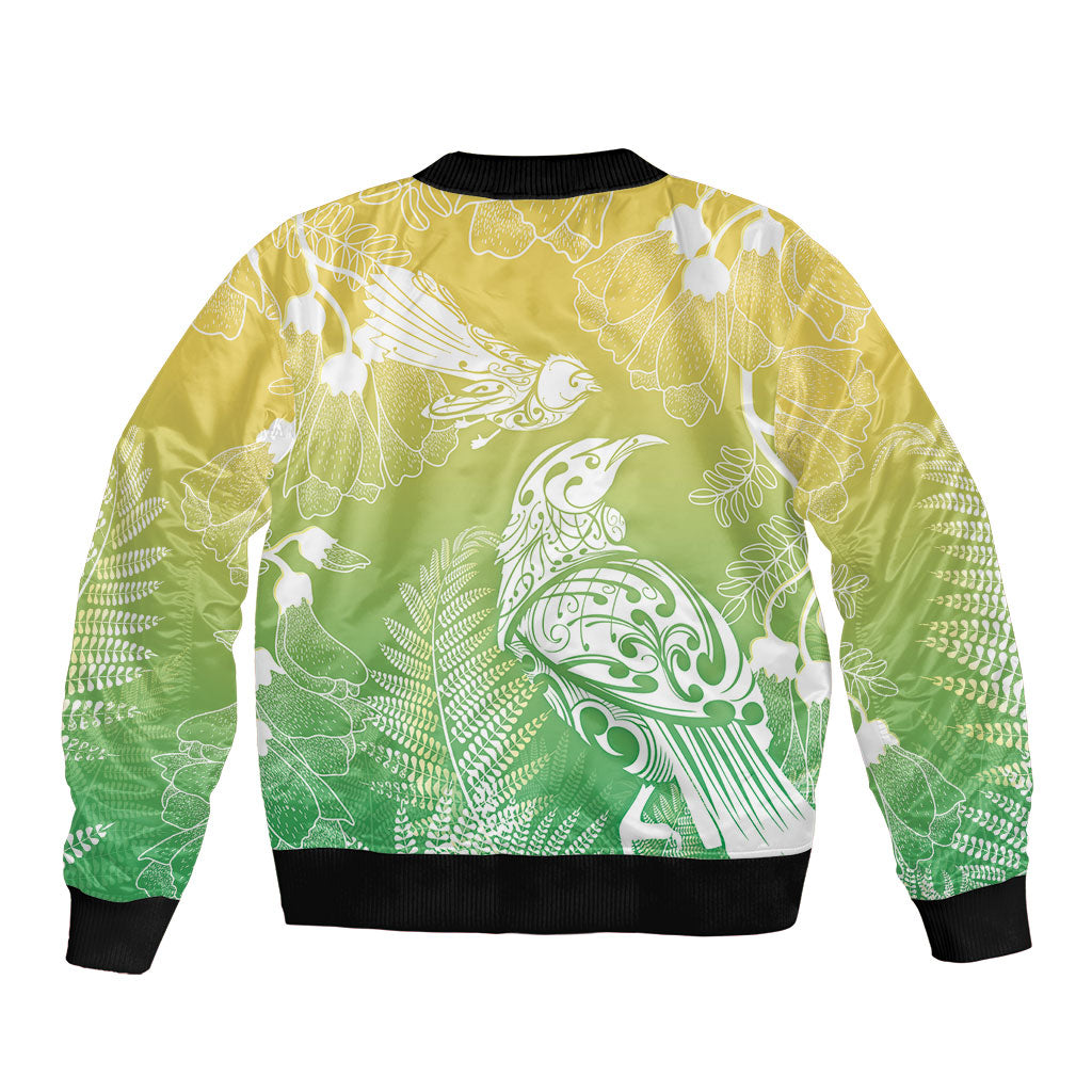 Aotearoa Maori Mahuru Tui With Pikawakawa Bomber Jacket Spring Time LT7 - Polynesian Pride
