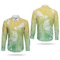 Aotearoa Maori Mahuru Tui With Pikawakawa Couples Matching Off Shoulder Maxi Dress and Long Sleeve Button Shirt Spring Time LT7 - Polynesian Pride