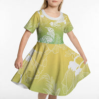 Aotearoa Maori Mahuru Tui With Pikawakawa Kid Short Sleeve Dress Spring Time LT7 - Polynesian Pride