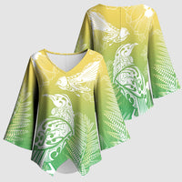 Aotearoa Maori Mahuru Tui With Pikawakawa Kimono Sleeve Blouse Spring Time LT7 - Polynesian Pride