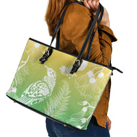 Aotearoa Maori Mahuru Tui With Pikawakawa Leather Tote Bag Spring Time LT7 - Polynesian Pride