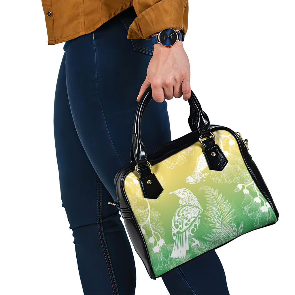 Aotearoa Maori Mahuru Tui With Pikawakawa Shoulder Handbag Spring Time LT7 - Polynesian Pride