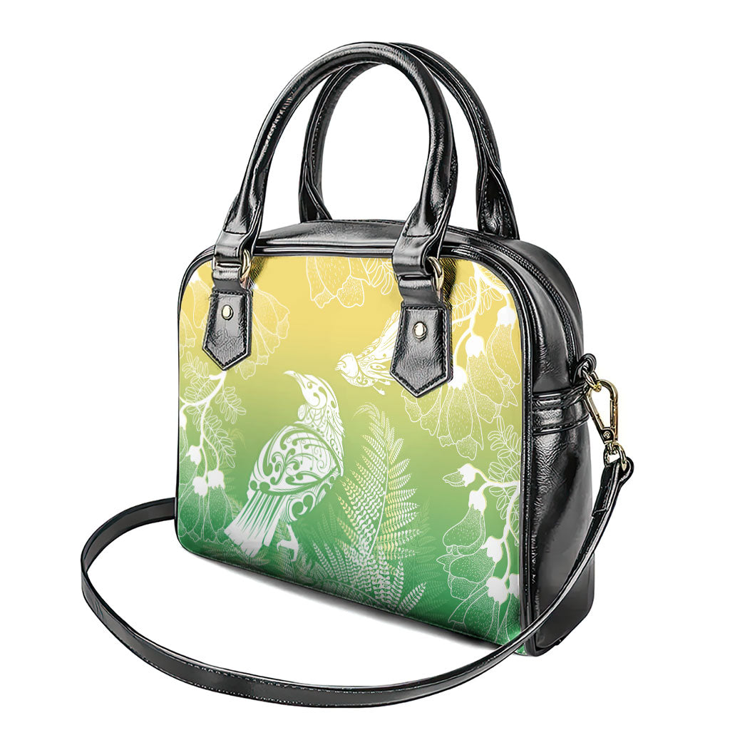 Aotearoa Maori Mahuru Tui With Pikawakawa Shoulder Handbag Spring Time LT7 - Polynesian Pride