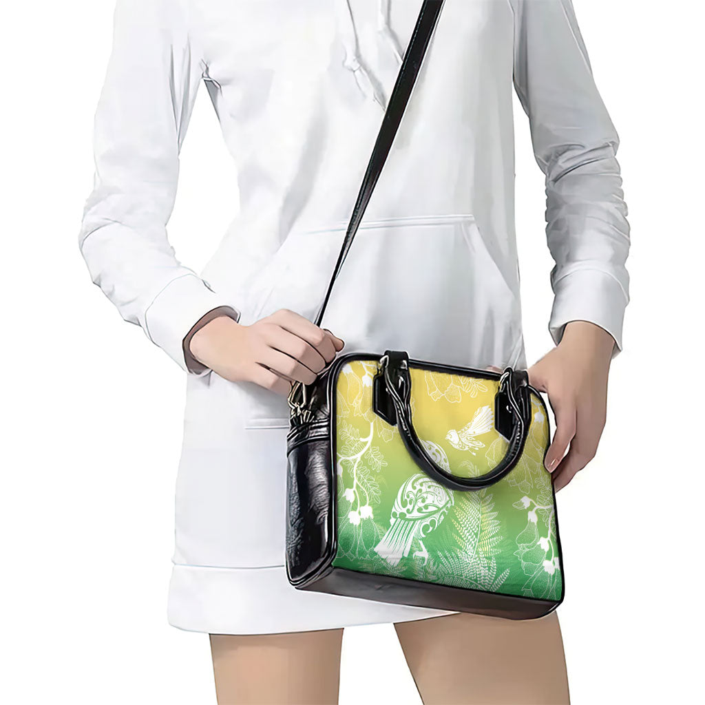 Aotearoa Maori Mahuru Tui With Pikawakawa Shoulder Handbag Spring Time LT7 - Polynesian Pride