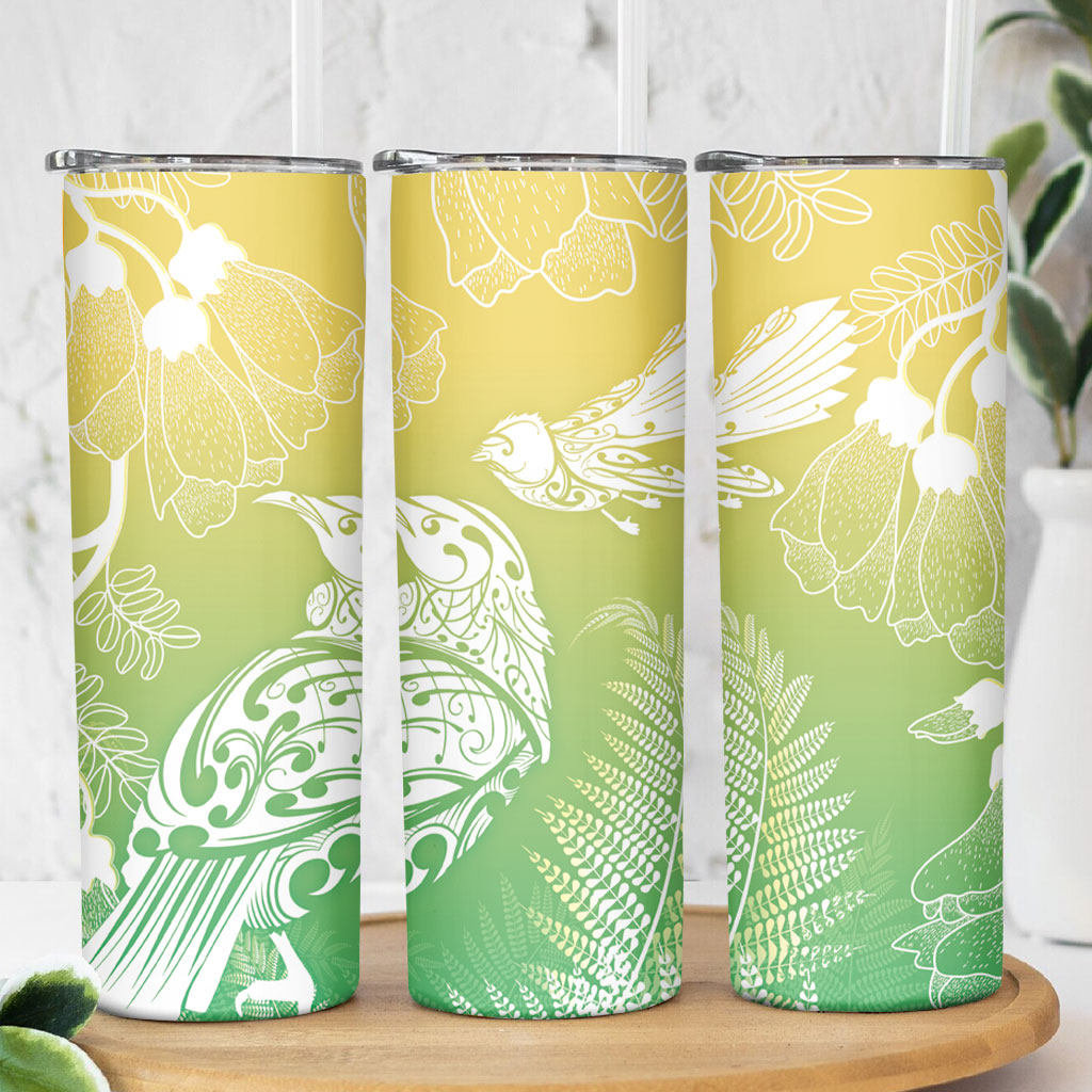 Aotearoa Maori Mahuru Tui With Pikawakawa Skinny Tumbler Spring Time LT7 - Polynesian Pride