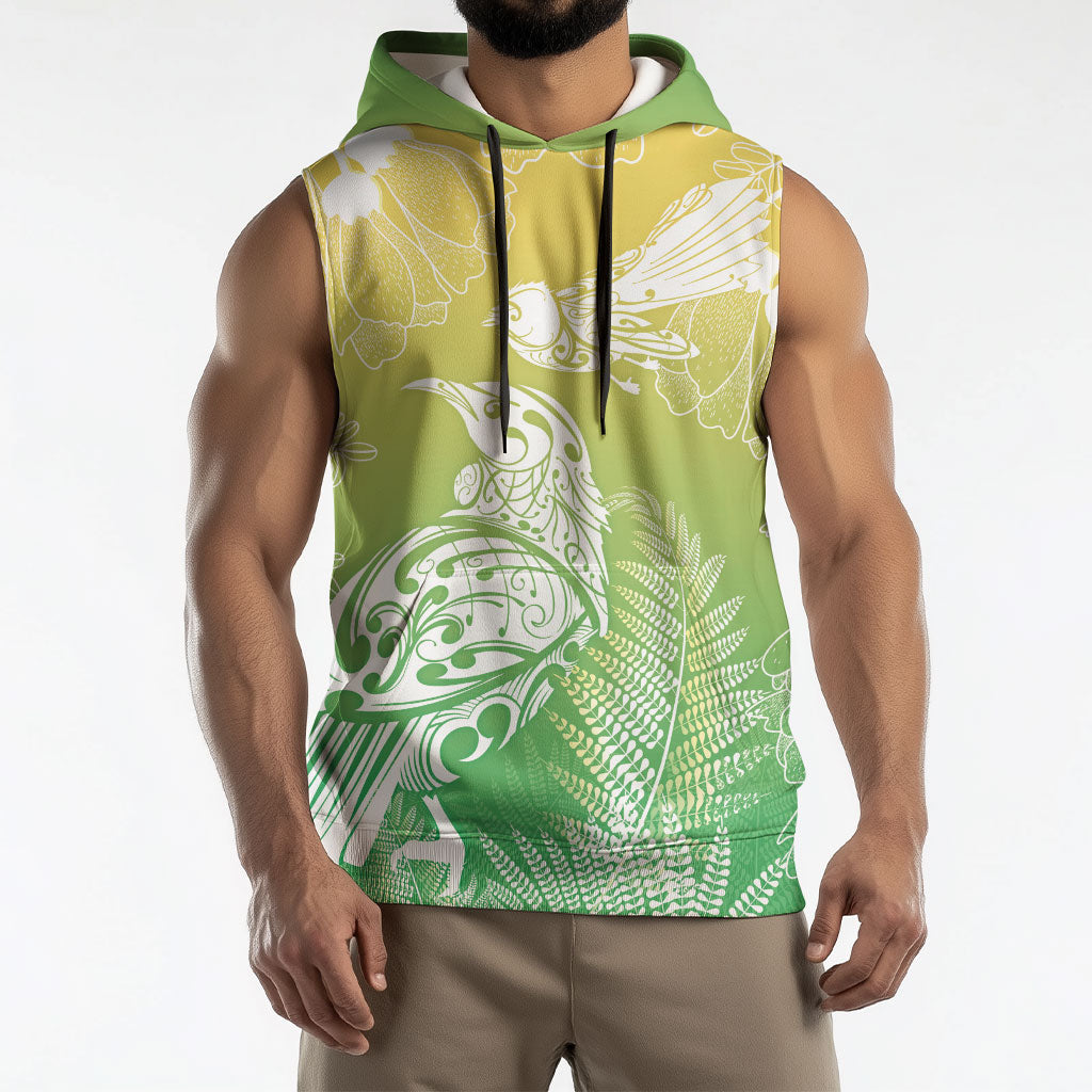 Aotearoa Maori Mahuru Tui With Pikawakawa Sleeveless Hoodie Spring Time LT7 - Polynesian Pride