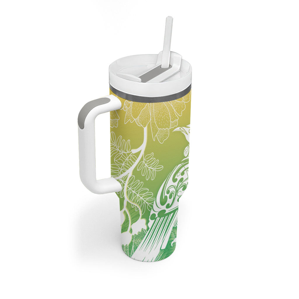 Aotearoa Maori Mahuru Tui With Pikawakawa Tumbler With Handle Spring Time LT7 - Polynesian Pride