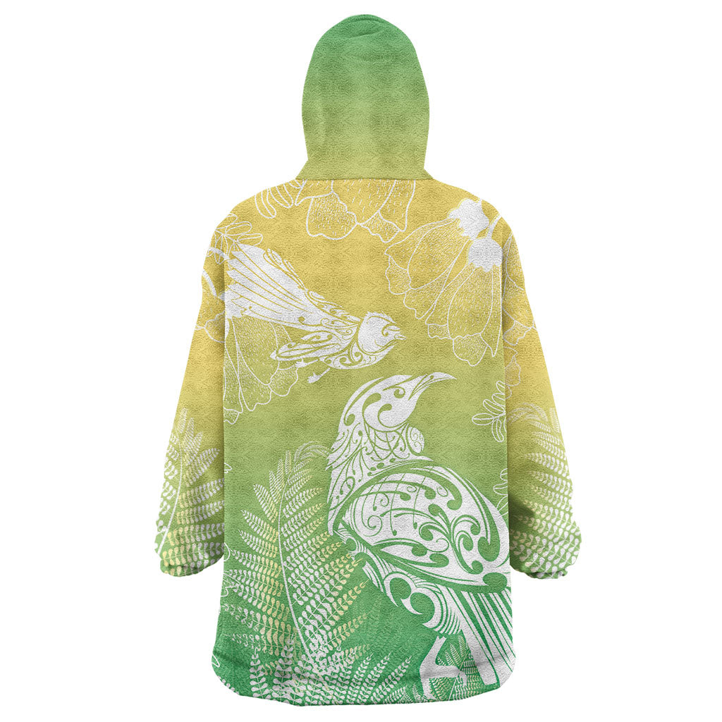 Aotearoa Maori Mahuru Tui With Pikawakawa Wearable Blanket Hoodie Spring Time LT7 - Polynesian Pride