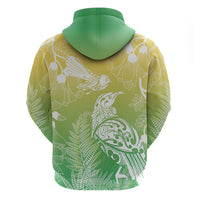 Aotearoa Maori Mahuru Tui With Pikawakawa Zip Hoodie Spring Time LT7 - Polynesian Pride