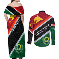 Personalised Penama and Papua New Guinea Day Couples Matching Off Shoulder Maxi Dress and Long Sleeve Button Shirts Emblem Mix Style LT7 - Polynesian Pride