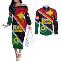Personalised Penama and Papua New Guinea Day Couples Matching Off The Shoulder Long Sleeve Dress and Long Sleeve Button Shirts Emblem Mix Style LT7 Colorful - Polynesian Pride