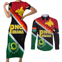 Personalised Penama and Papua New Guinea Day Couples Matching Short Sleeve Bodycon Dress and Long Sleeve Button Shirts Emblem Mix Style LT7 Colorful - Polynesian Pride