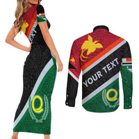 Personalised Penama and Papua New Guinea Day Couples Matching Short Sleeve Bodycon Dress and Long Sleeve Button Shirts Emblem Mix Style LT7 - Polynesian Pride