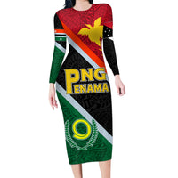 Personalised Penama and Papua New Guinea Day Family Matching Long Sleeve Bodycon Dress and Hawaiian Shirt Emblem Mix Style LT7 Mom's Dress Colorful - Polynesian Pride