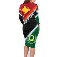 Personalised Penama and Papua New Guinea Day Family Matching Long Sleeve Bodycon Dress and Hawaiian Shirt Emblem Mix Style LT7 - Polynesian Pride