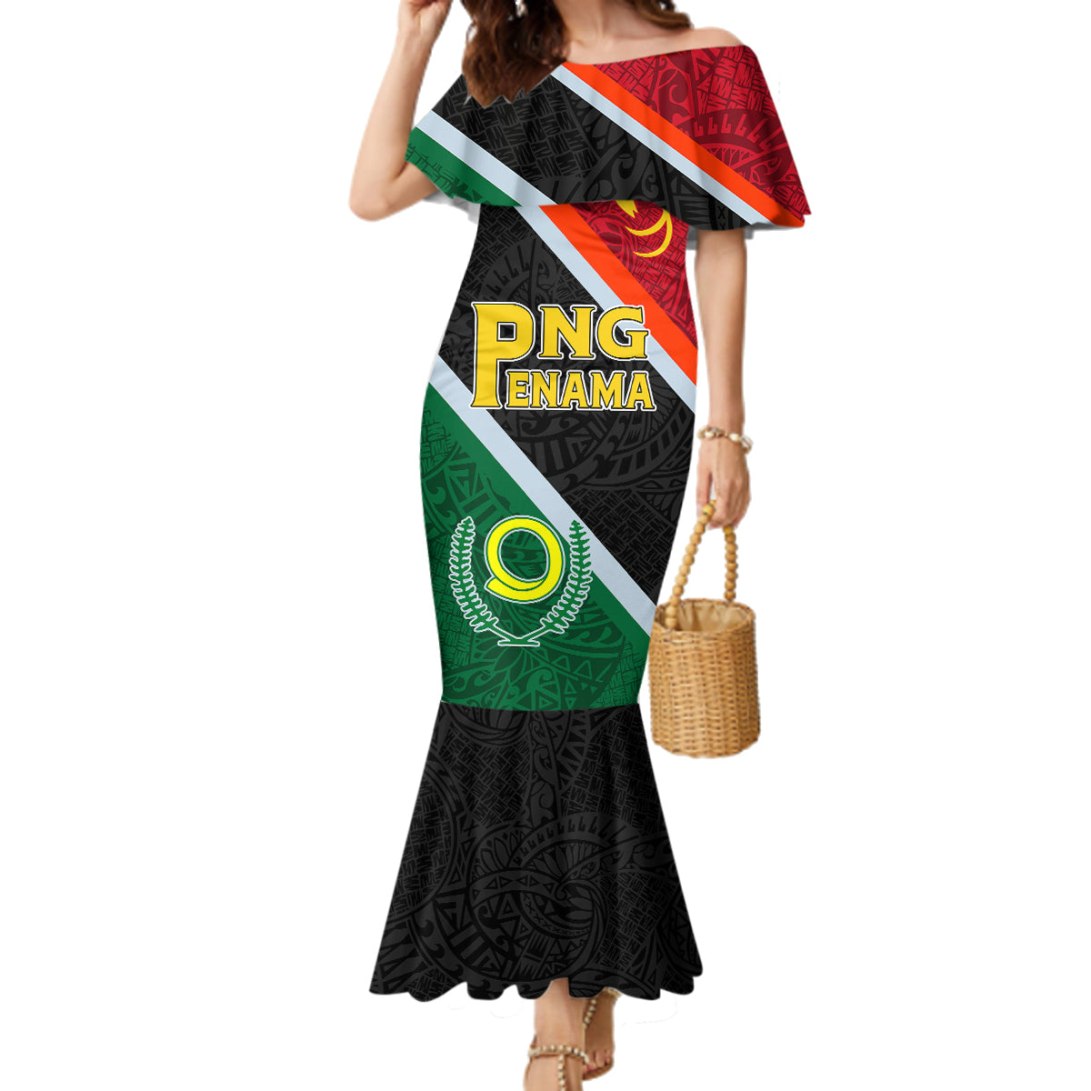 Personalised Penama and Papua New Guinea Day Family Matching Mermaid Dress and Hawaiian Shirt Emblem Mix Style LT7 Mom's Dress Colorful - Polynesian Pride