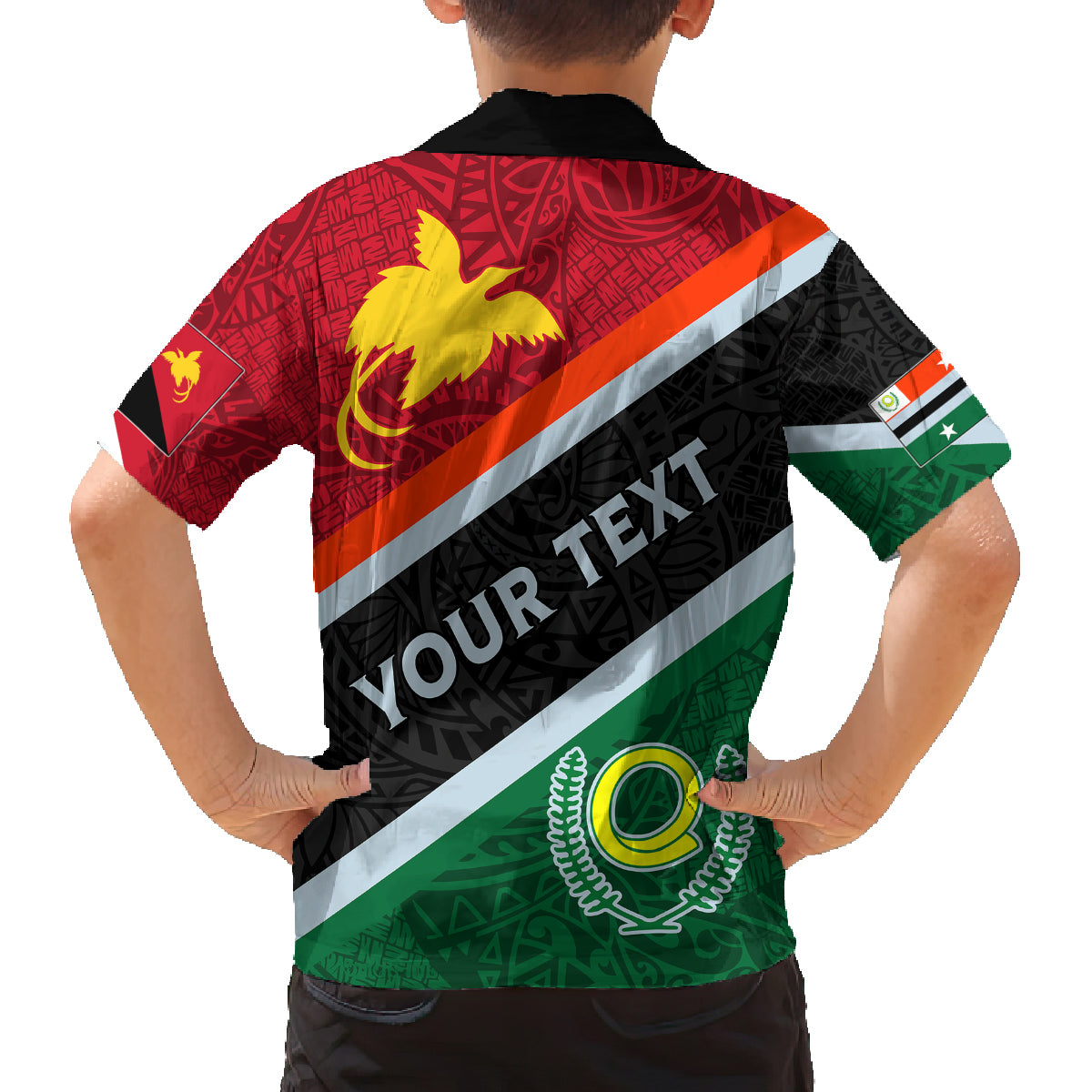 Personalised Penama and Papua New Guinea Day Family Matching Off Shoulder Long Sleeve Dress and Hawaiian Shirt Emblem Mix Style LT7 - Polynesian Pride