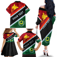 Personalised Penama and Papua New Guinea Day Family Matching Off Shoulder Long Sleeve Dress and Hawaiian Shirt Emblem Mix Style LT7 - Polynesian Pride