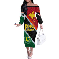 Personalised Penama and Papua New Guinea Day Family Matching Off Shoulder Long Sleeve Dress and Hawaiian Shirt Emblem Mix Style LT7 Mom's Dress Colorful - Polynesian Pride