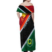 Personalised Penama and Papua New Guinea Day Family Matching Off Shoulder Maxi Dress and Hawaiian Shirt Emblem Mix Style LT7 - Polynesian Pride