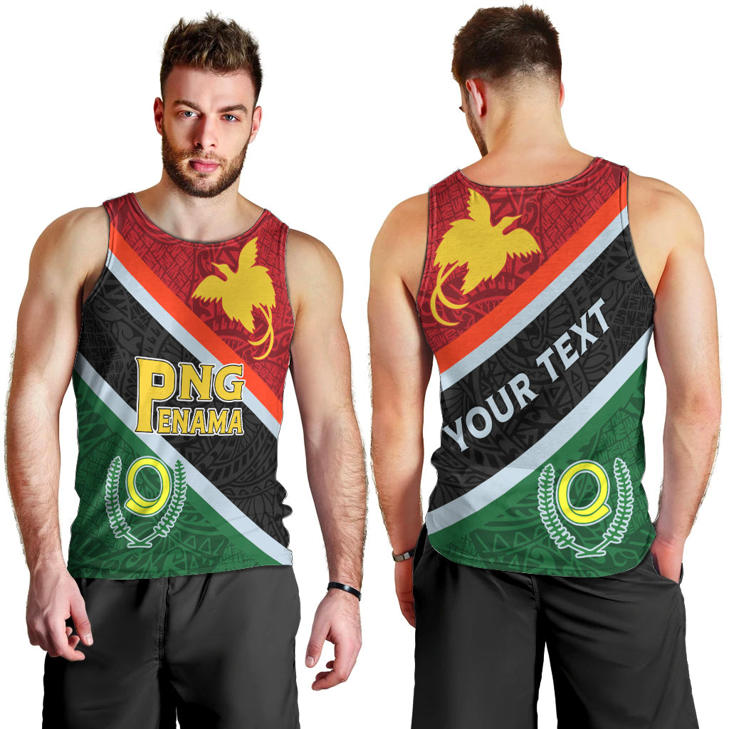 Personalised Penama and Papua New Guinea Day Men Tank Top Emblem Mix Style LT7 - Polynesian Pride