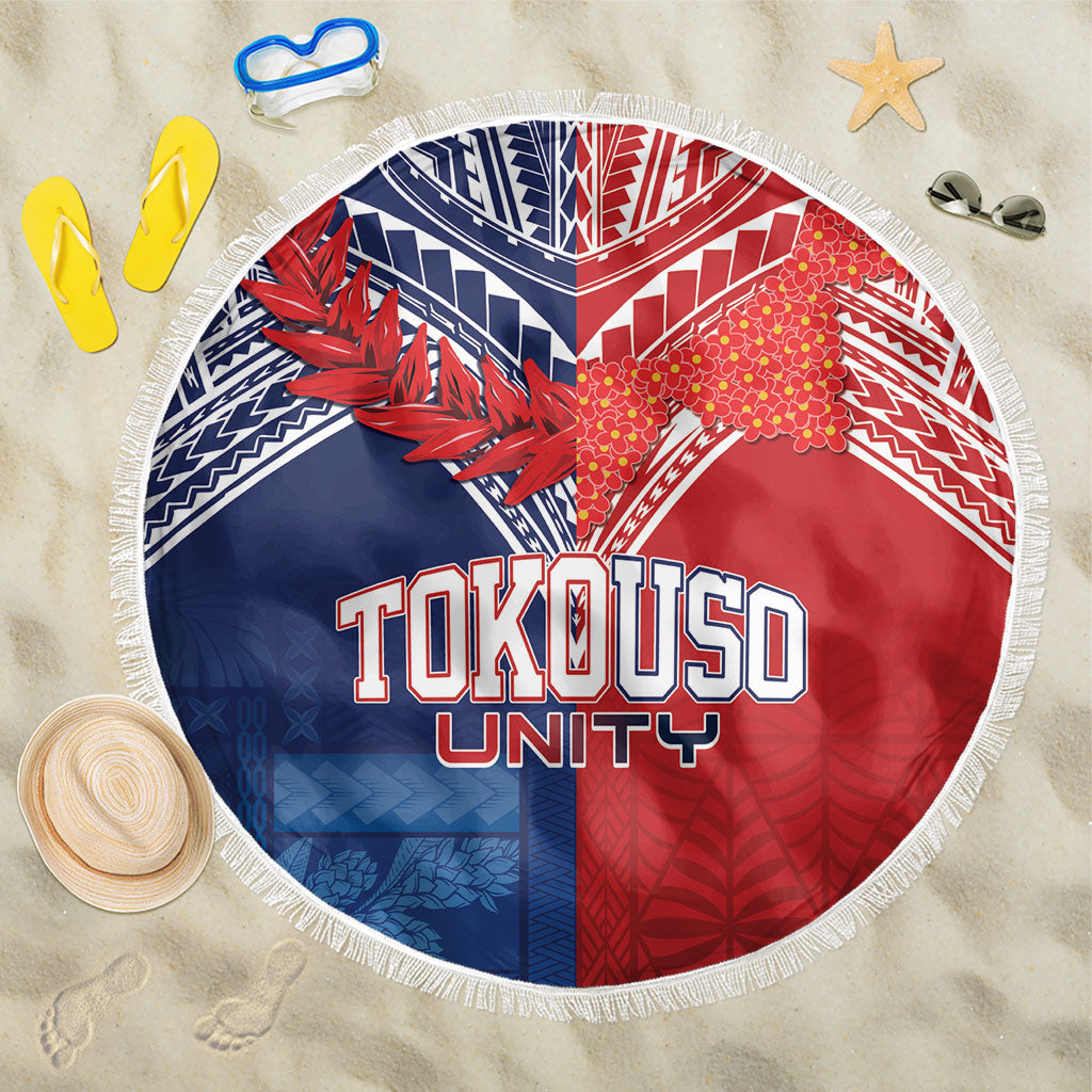 TokoUso Tonga Samoa Brothers Forever Beach Blanket Ulafala and Heilala Unity LT7 One Size 150cm Red Blue - Polynesian Pride