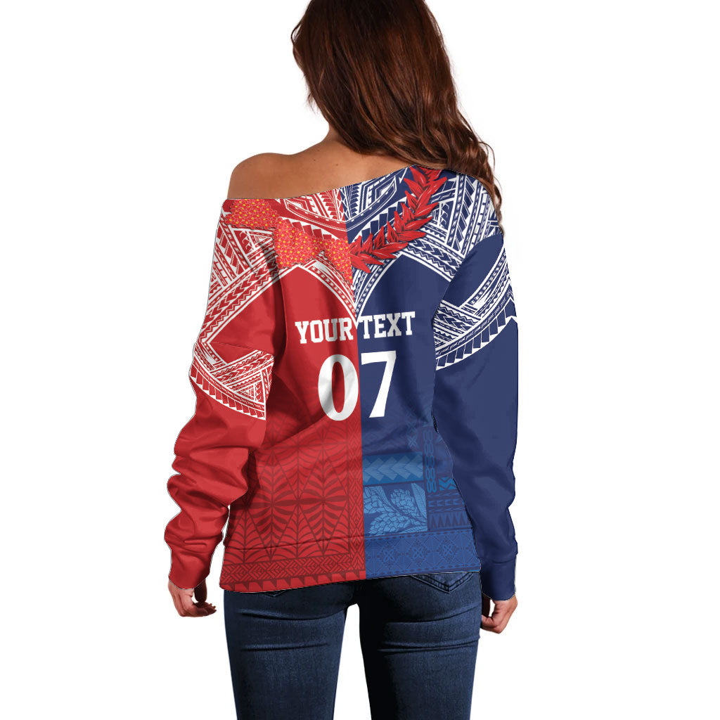 TokoUso Tonga Samoa Brothers Forever Custom Off Shoulder Sweater Ulafala and Heilala Unity LT7 - Polynesian Pride