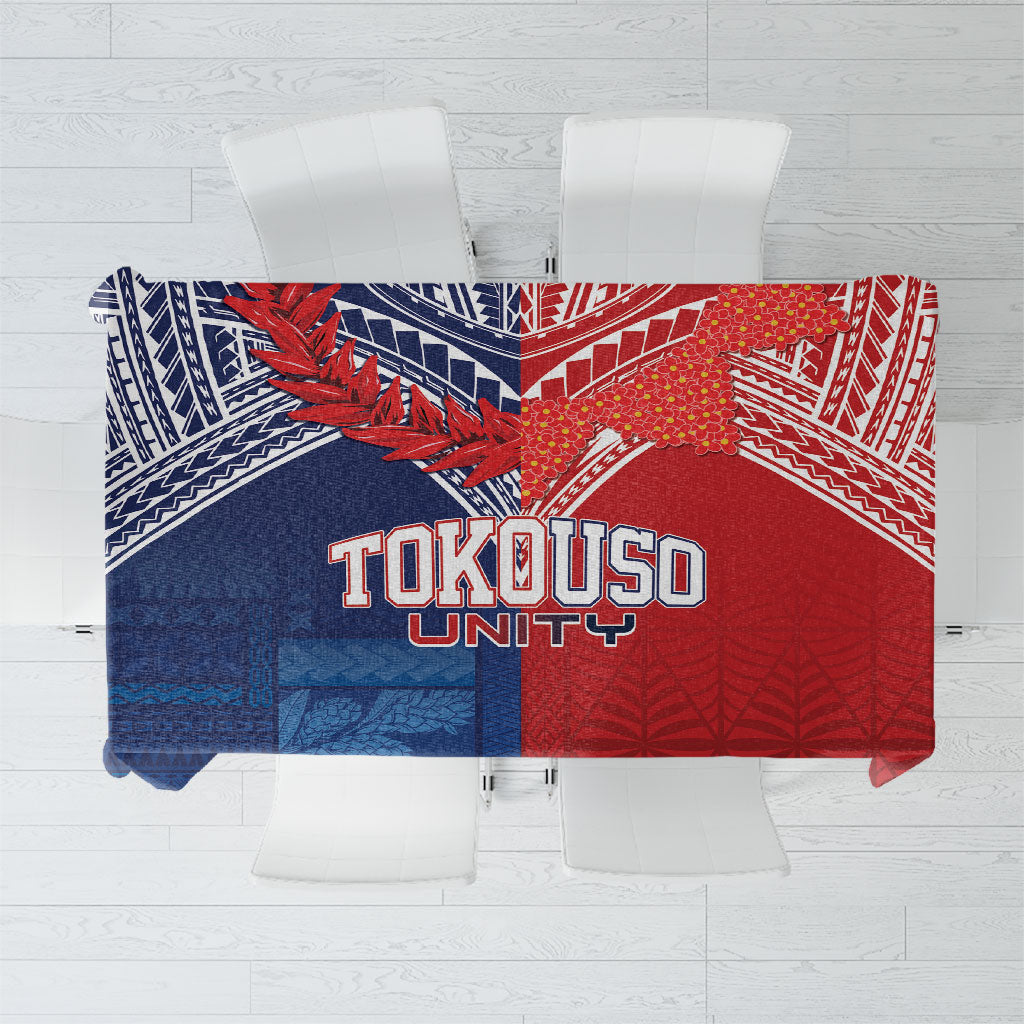 TokoUso Tonga Samoa Brothers Forever Tablecloth Ulafala and Heilala Unity LT7 Red Blue - Polynesian Pride