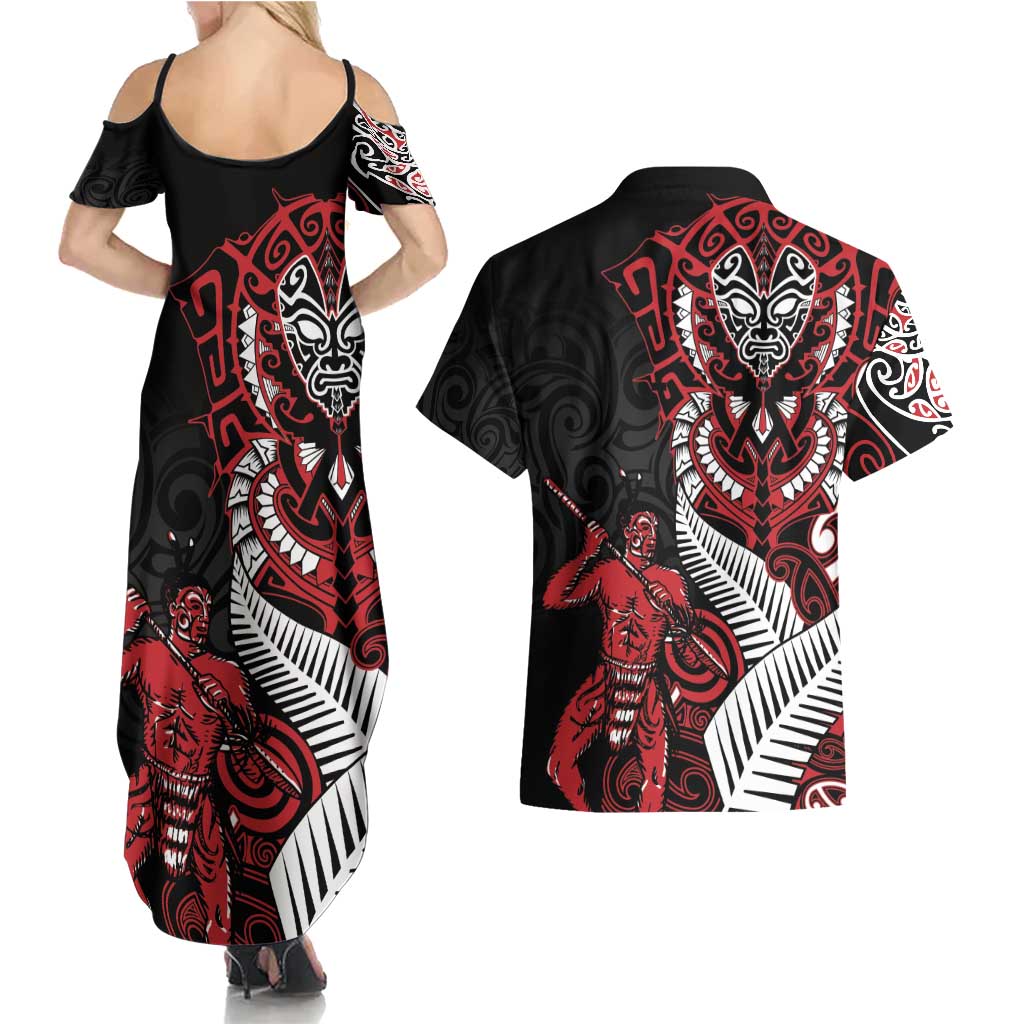 Aotearoa Toitu Te Tiriti Couples Matching Summer Maxi Dress and Hawaiian Shirt Whakairo Wheku LT7 - Polynesian Pride