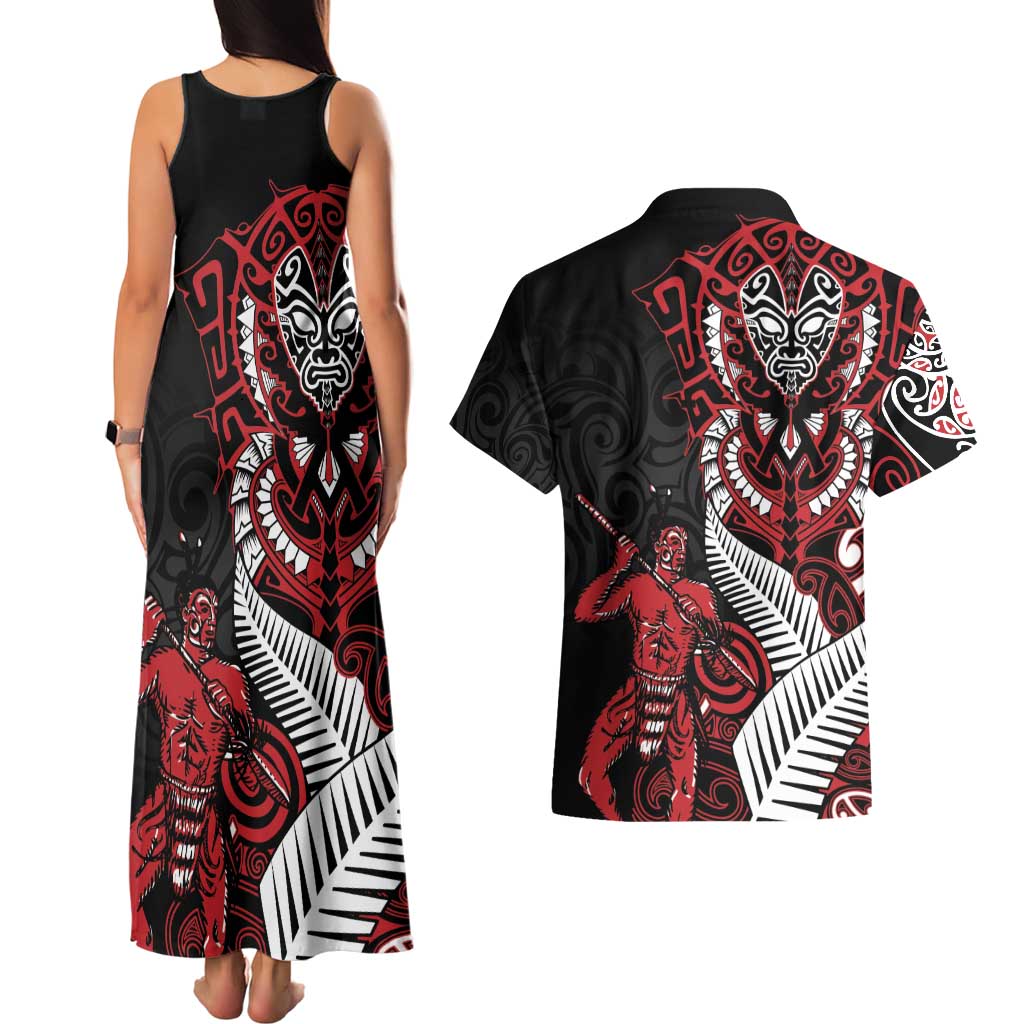 Aotearoa Toitu Te Tiriti Couples Matching Tank Maxi Dress and Hawaiian Shirt Whakairo Wheku LT7 - Polynesian Pride