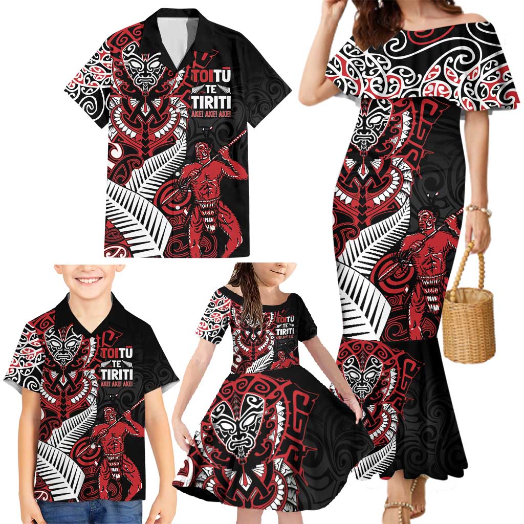 Aotearoa Toitu Te Tiriti Family Matching Mermaid Dress and Hawaiian Shirt Whakairo Wheku LT7 - Polynesian Pride